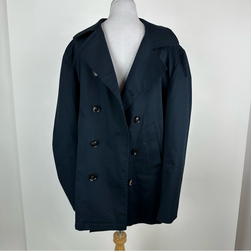 Gabiati Made in Italy Navy Cotton Pea Coat Light Weight Size Italian 52 US L-XL